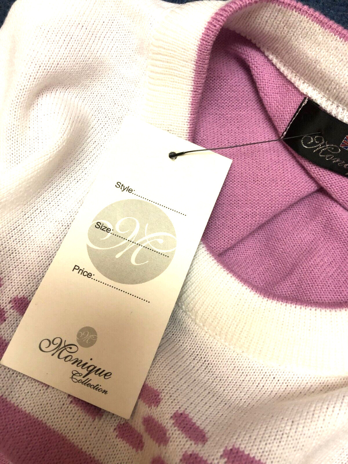 Womens Top XL Pink and White Round Neck Short Sleeve by Monique Collection BNWT