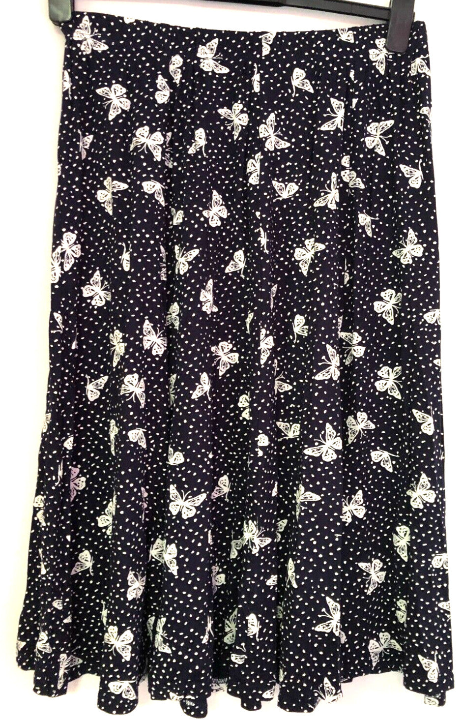 Womens Skirt S/M  Blue/White Butterfly Print Flared New with Tags