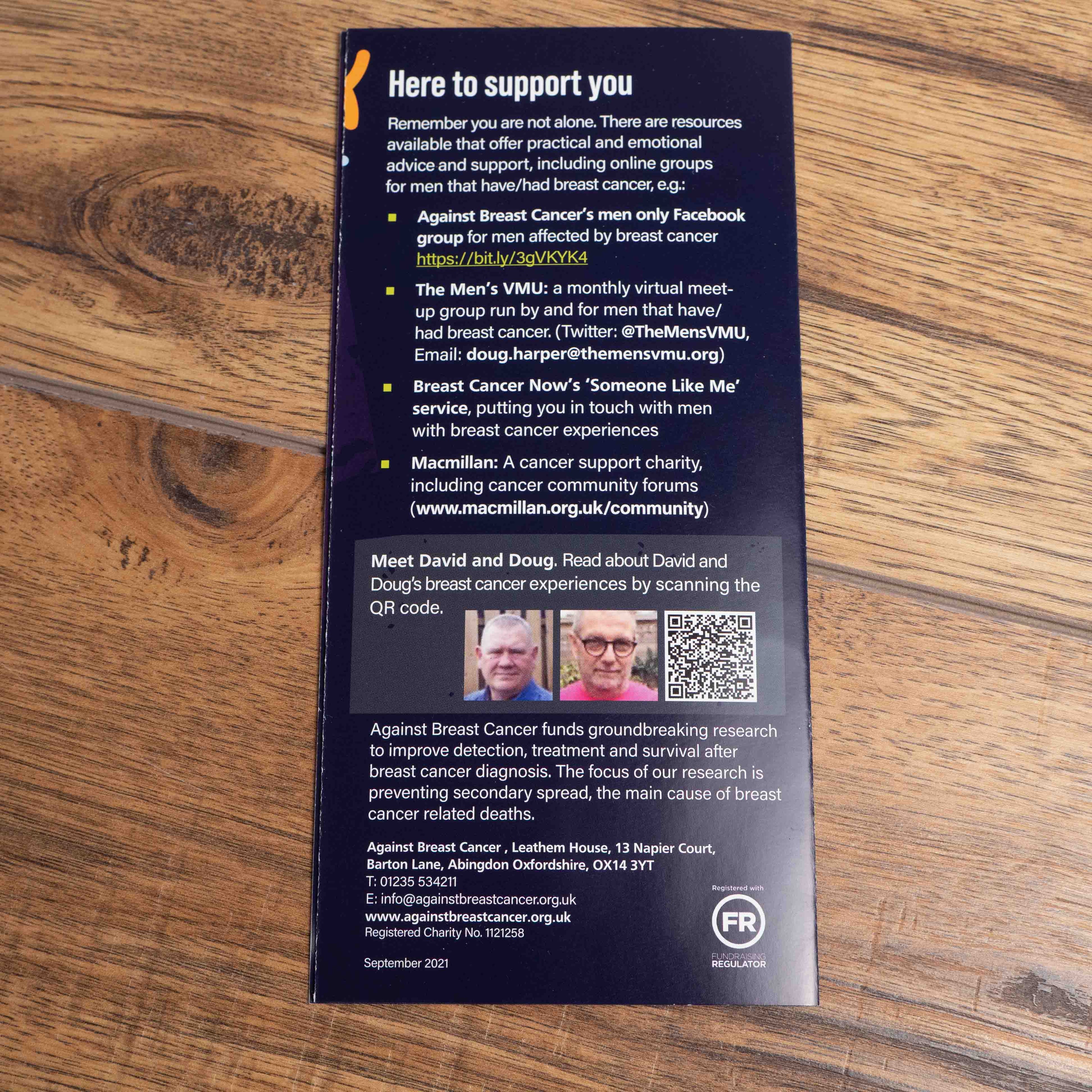 Male Breast Cancer information leaflet