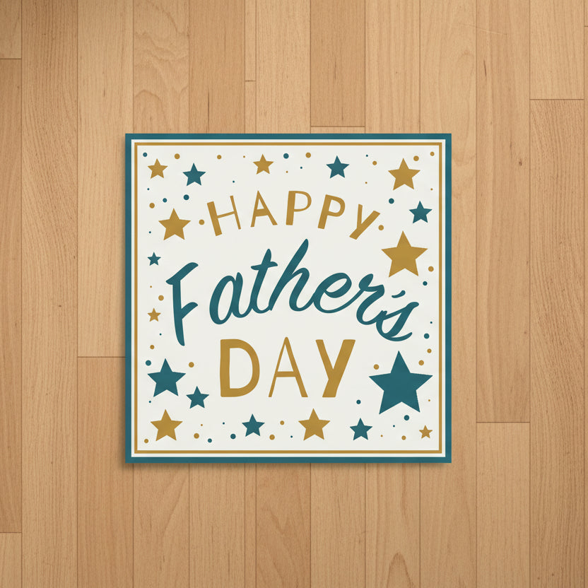 Fathers Day Card - Blue and Gold Stars