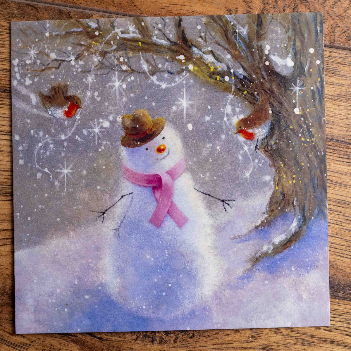 Pink Ribbon Snowman Charity Christmas Cards