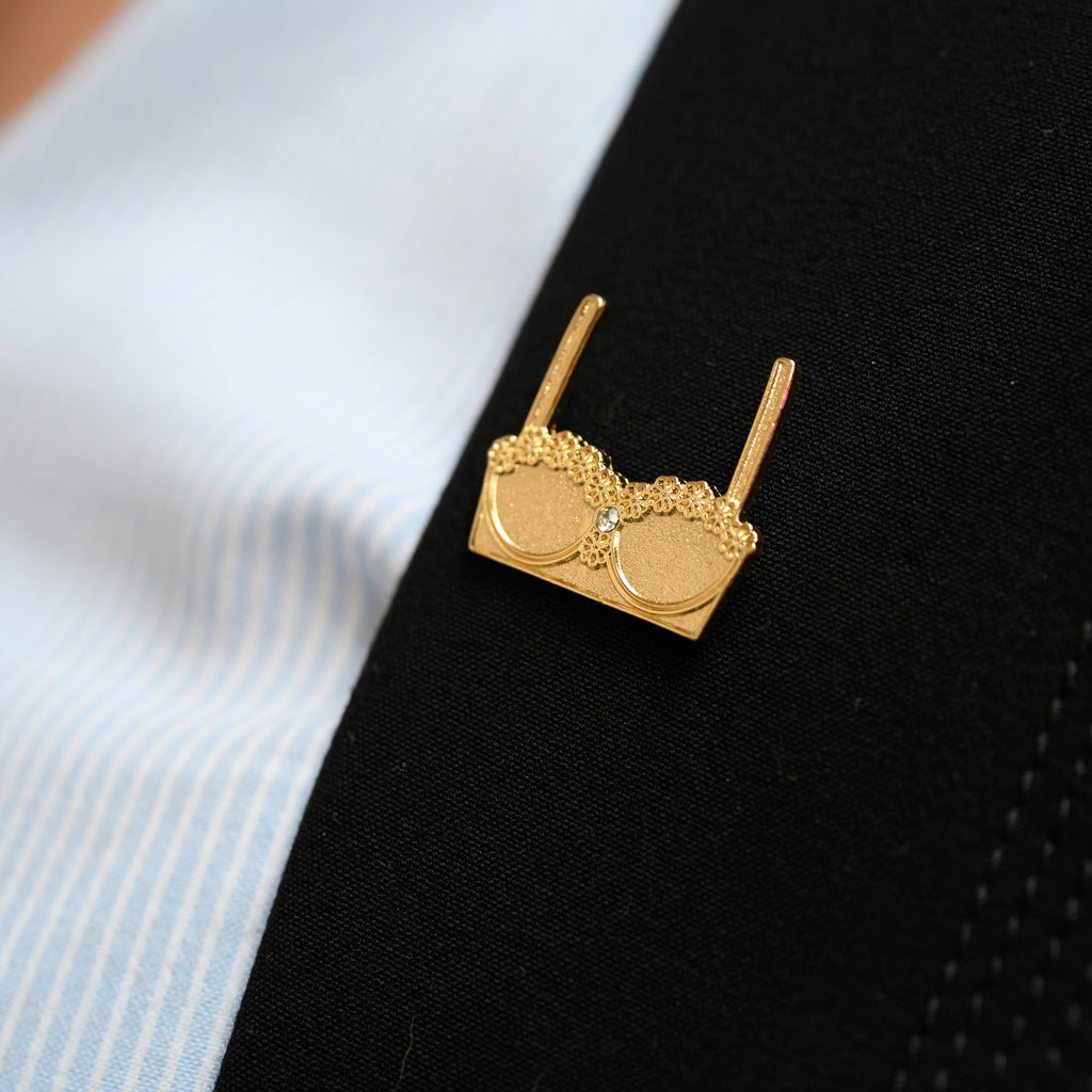 Gold Bra Pin Badge