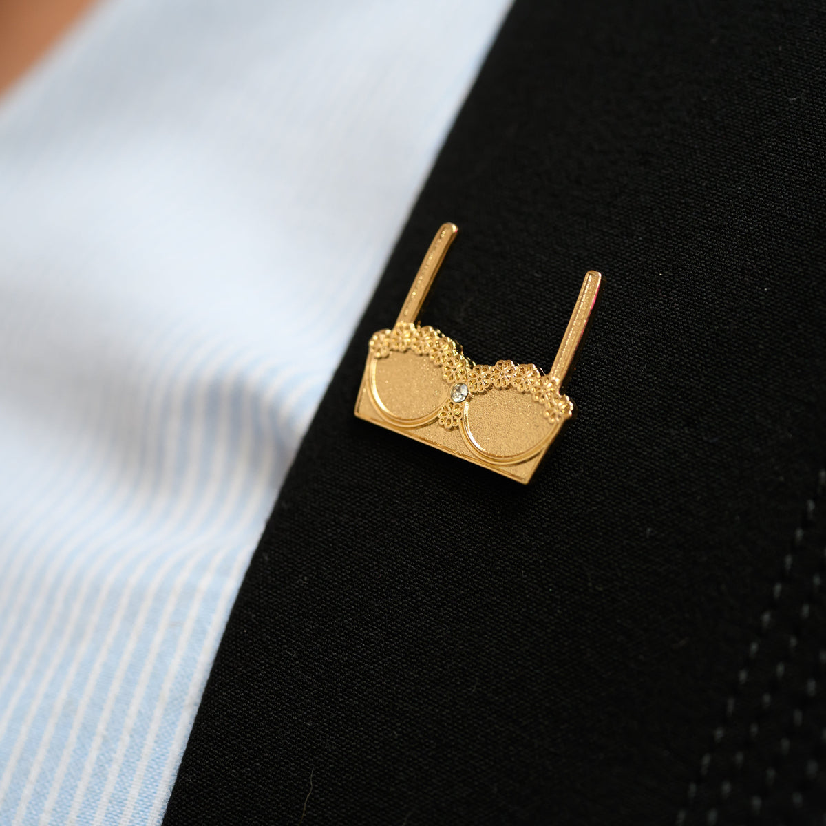 Gold Bra Pin Badge