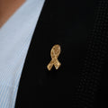 Gold Ribbon Pin Badge