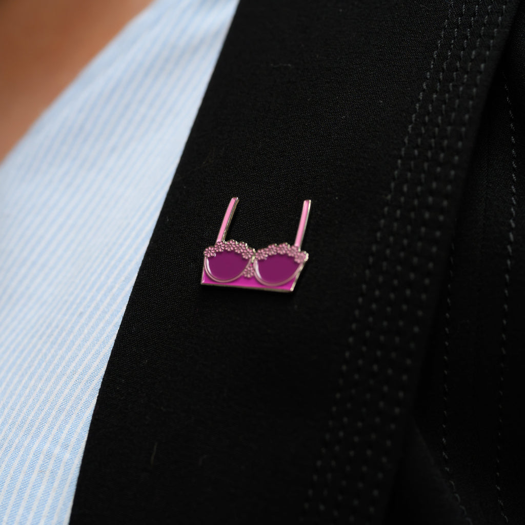 Pink Bra Pin Badge