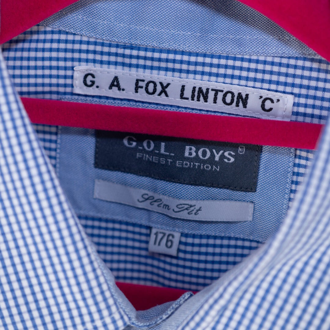 G.O.L Boys Slim Fit Blue &amp; White Checked 176cm Shirt Pre-Owned