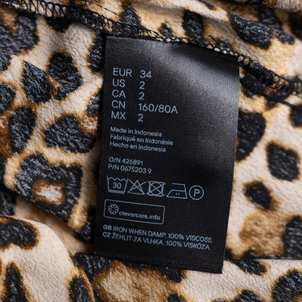 H&amp;M Leopard Print Long Sleeve Size 6 Top Pre-Owned
