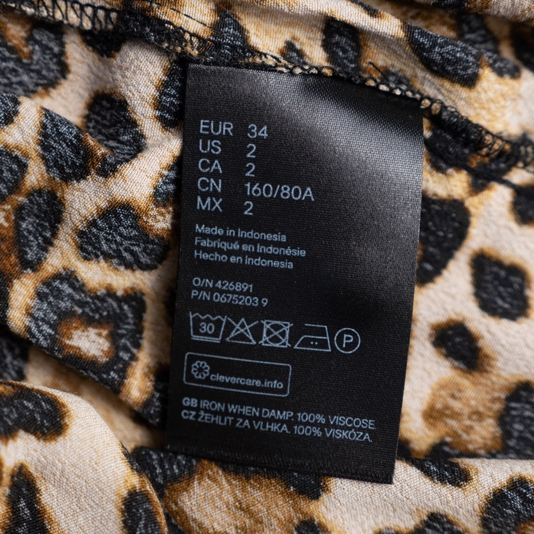 H&amp;M Leopard Print Long Sleeve Size 6 Top Pre-Owned