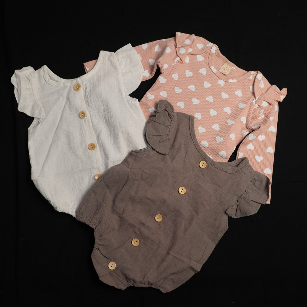 Pink White and Brown Baby Grow Set x 3 80cm New In Packaging