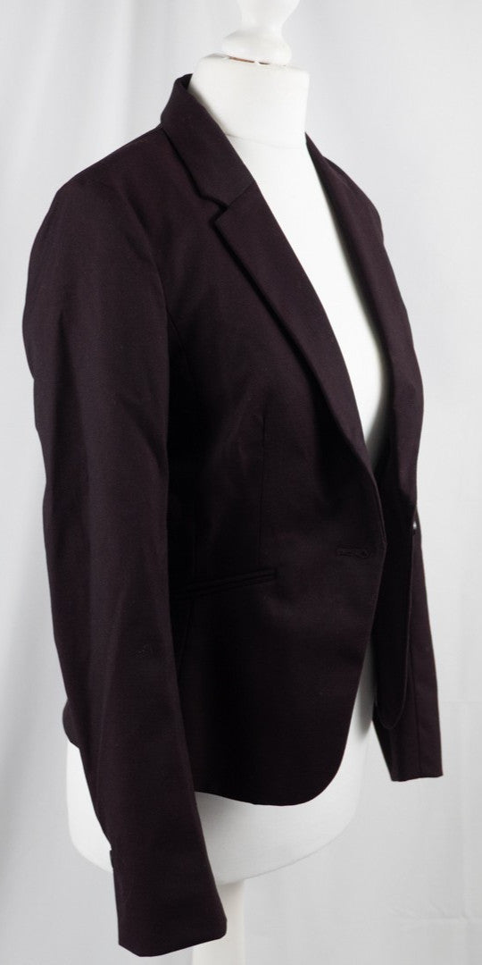 H&amp;M Dark Plum Long Sleeve Size 34 EUR Buttoned Jacket Pre-Owned