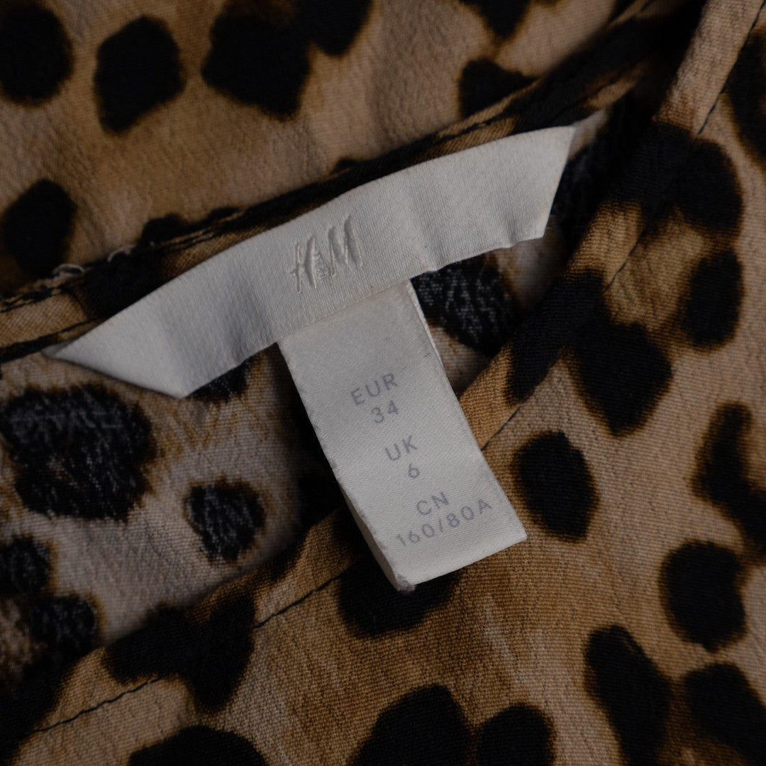 H&amp;M Leopard Print Long Sleeve Size 6 Top Pre-Owned