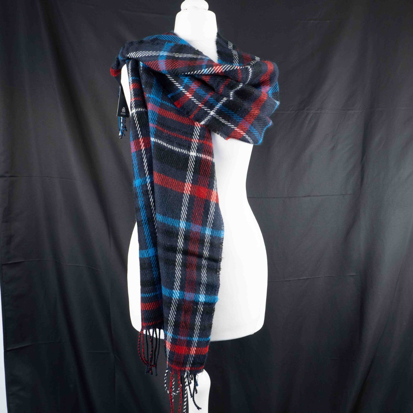 M&amp;S Collection Navy and Red Checked Scarf New With Tag