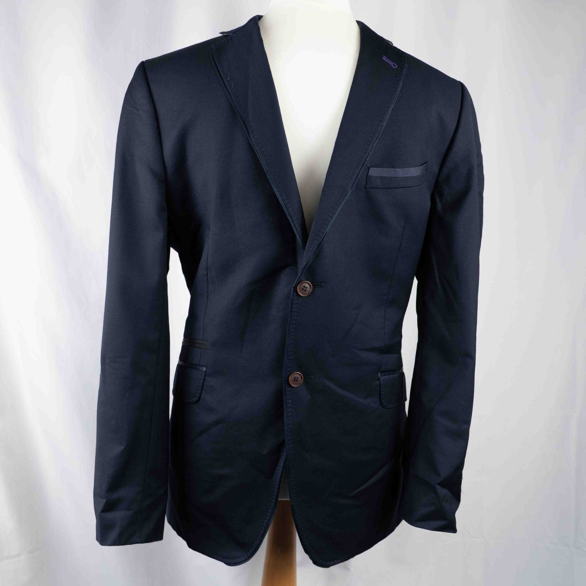 Ted Baker Dark Navy Long Sleeve Button Up 42R Jacket Pre-Owned