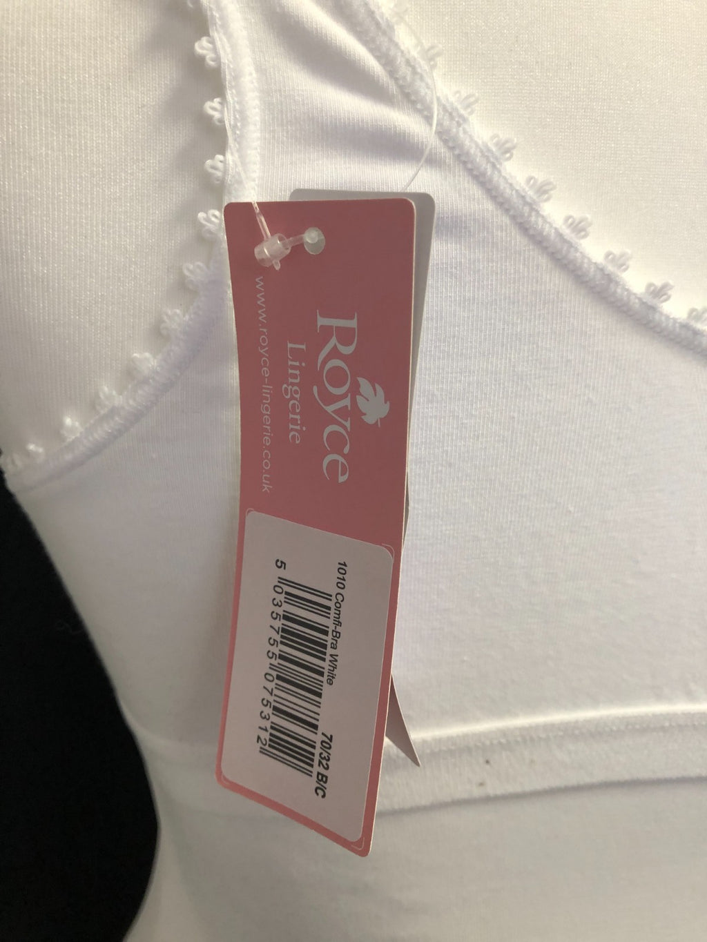 White Bra Royce 32B/C Front Fastening Poppers Non Wired Non Padded  BNWT