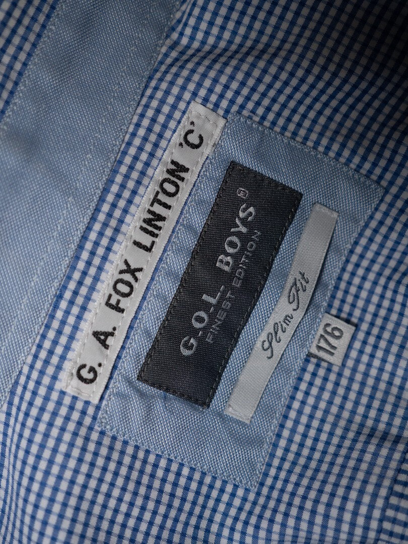 G.O.L Boys Slim Fit Blue &amp; White Checked 176cm Shirt Pre-Owned