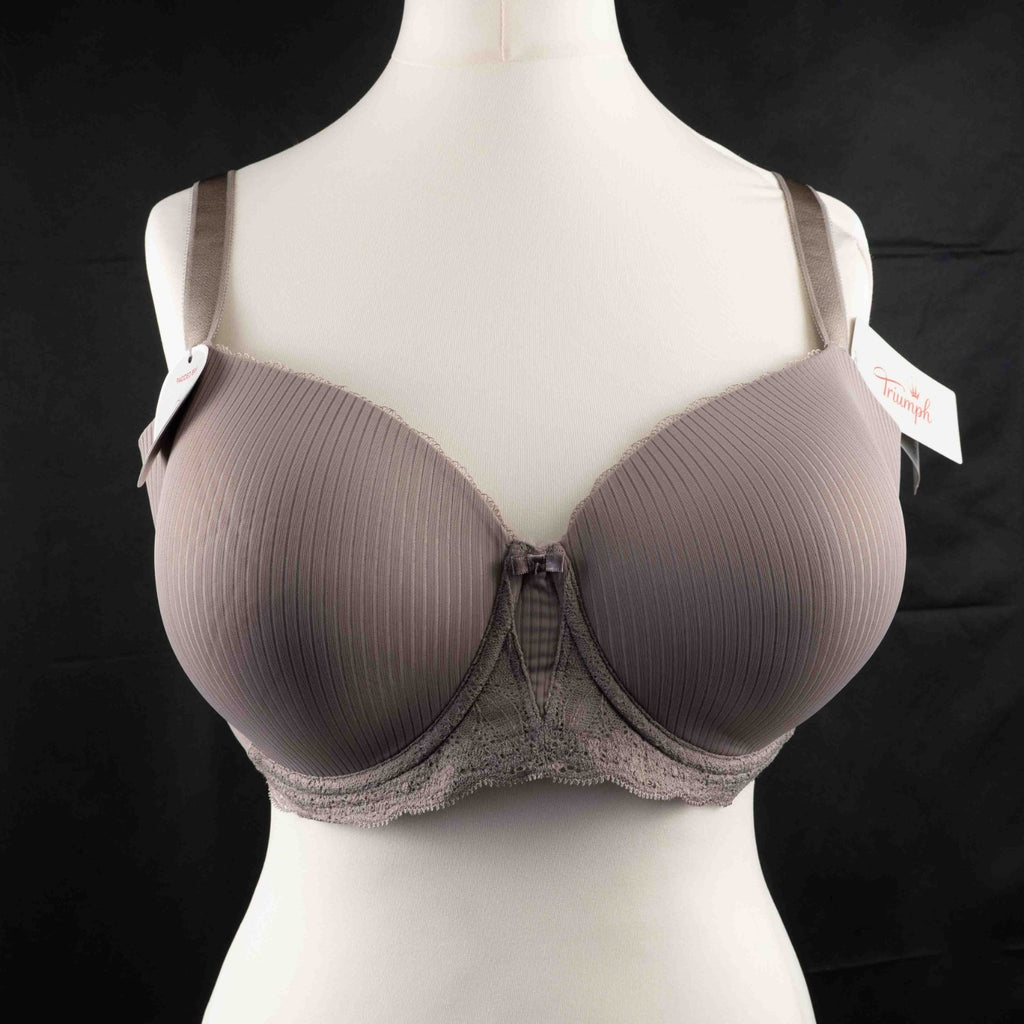 Triumph Brown Wired Padded Floral Stripe 40DD Bra New With Tag