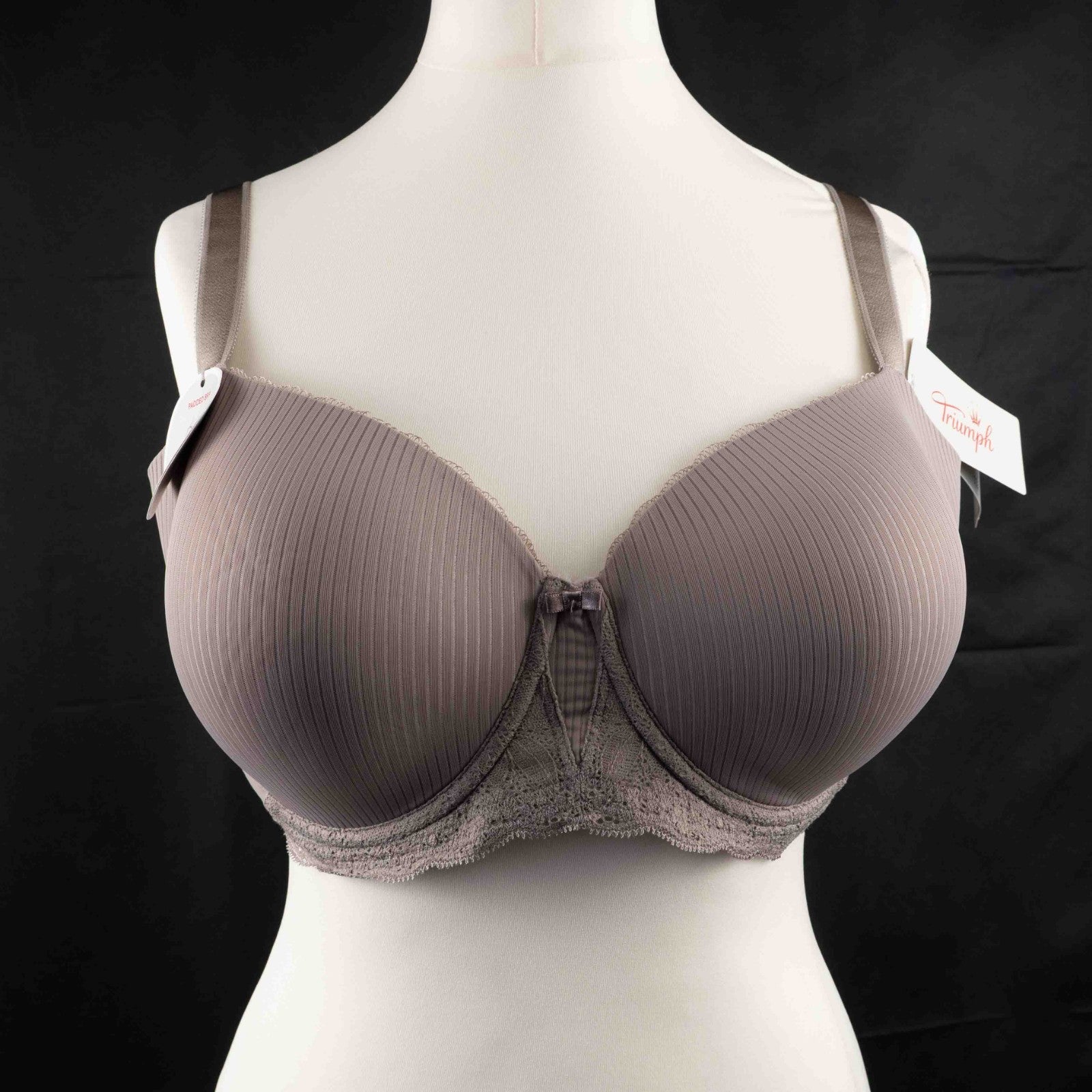 Triumph Brown Wired Padded Floral Stripe 40DD Bra New With Tag