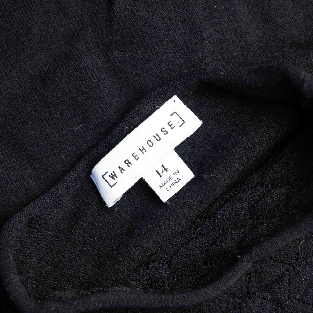 Warehouse Black Diamond Pattern Long Sleeve 14 Top Pre-Owned