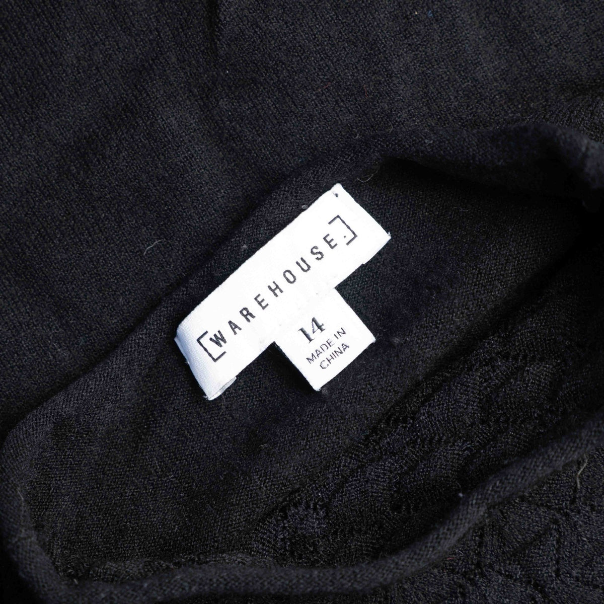 Warehouse Black Diamond Pattern Long Sleeve 14 Top Pre-Owned