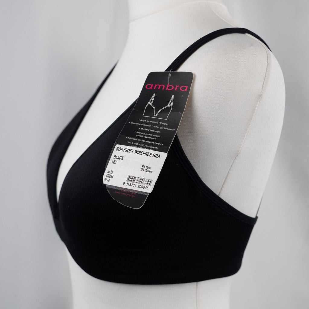 Ambra Black Padded Non Wired 12D Bra New With Tag