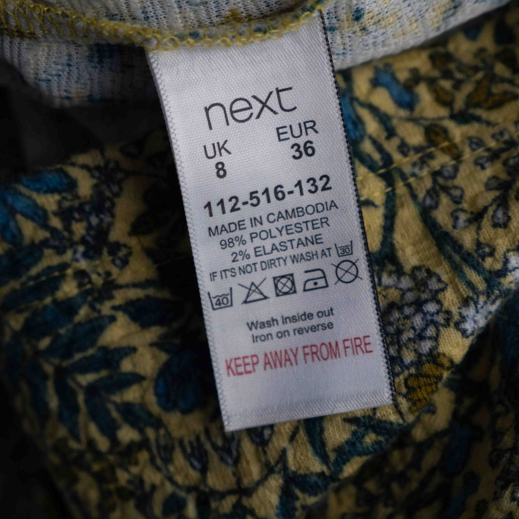 Next Yellow Floral Mid Sleeve 8 Dress Pre-Owned