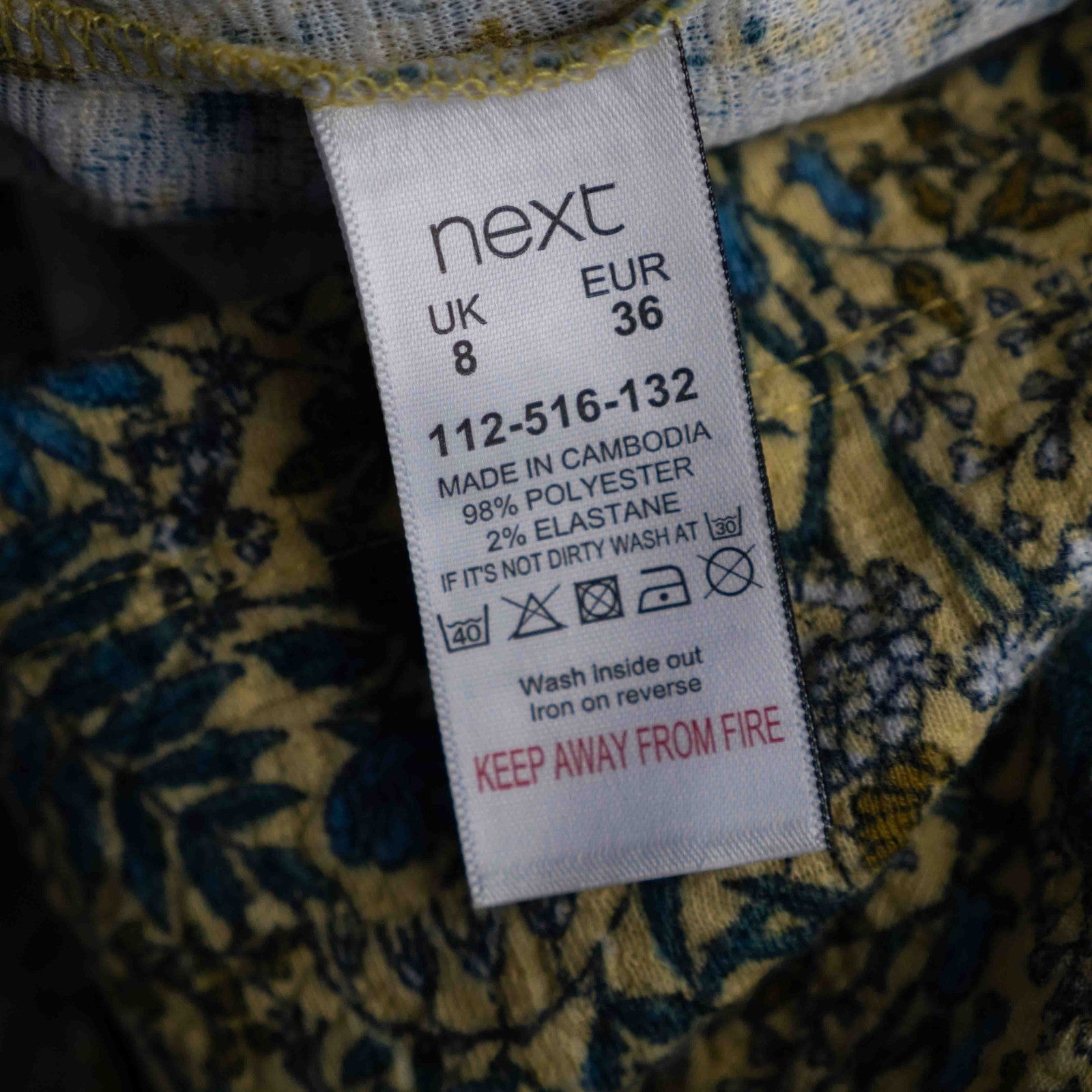 Next Yellow Floral Mid Sleeve 8 Dress Pre-Owned