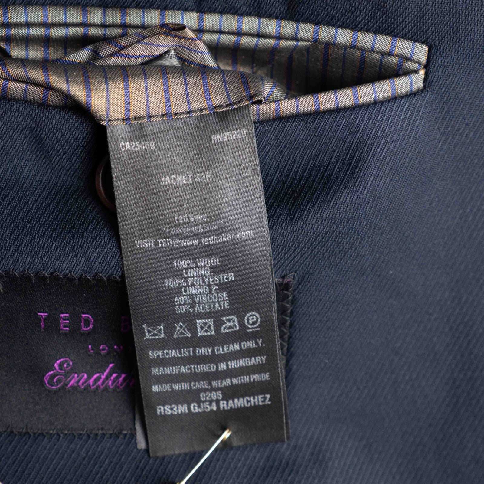 Ted Baker Dark Navy Long Sleeve Button Up 42R Jacket Pre-Owned