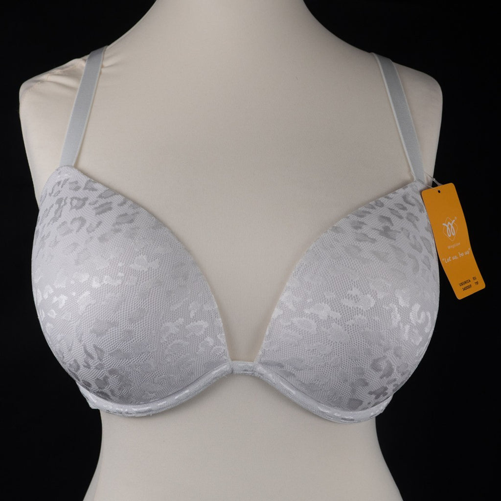 Wings Love White Leopard Print Padded Underwired 34DDD Bra New With Tags