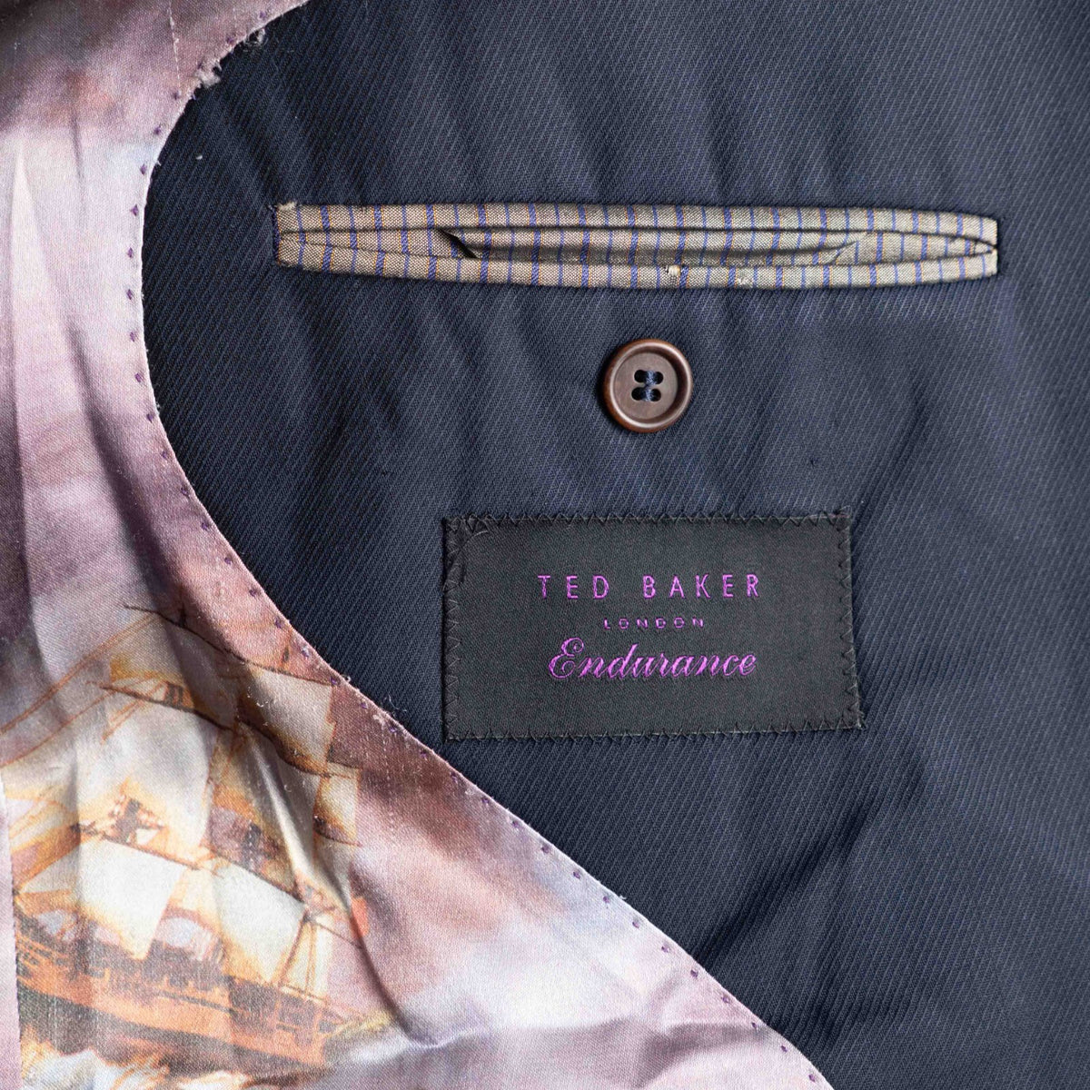 Ted Baker Dark Navy Long Sleeve Button Up 42R Jacket Pre-Owned
