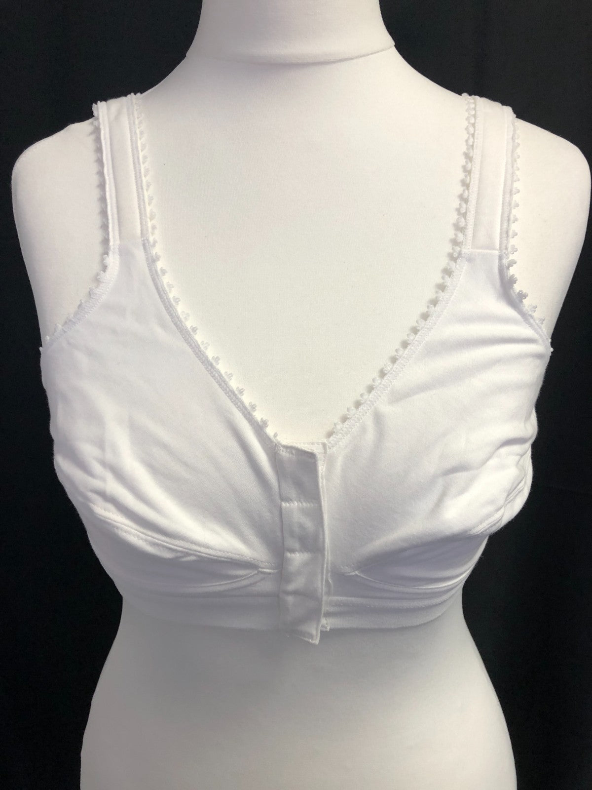 White Bra Royce 32B/C Front Fastening Poppers Non Wired Non Padded  BNWT