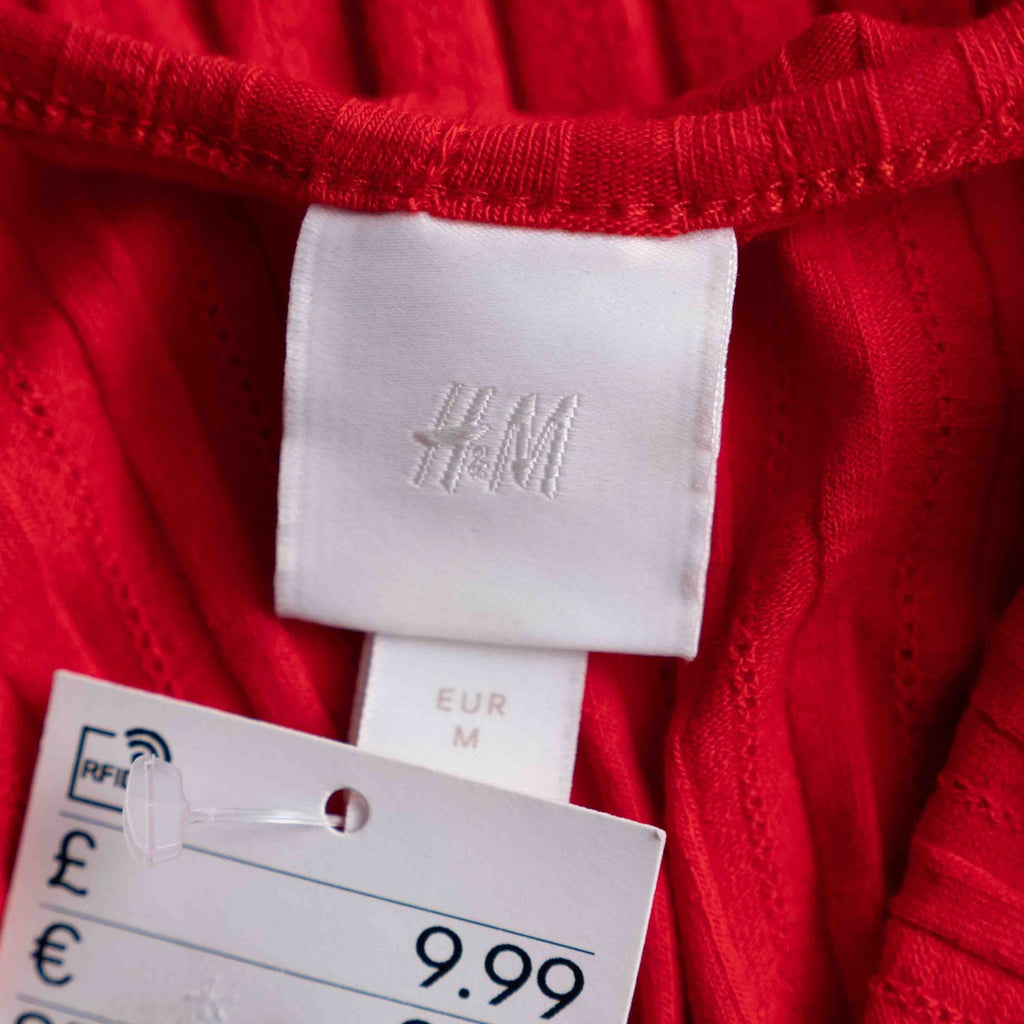H&amp;M Red Ribbed Style Long Sleeve M Top New With Tag RRP £9.99