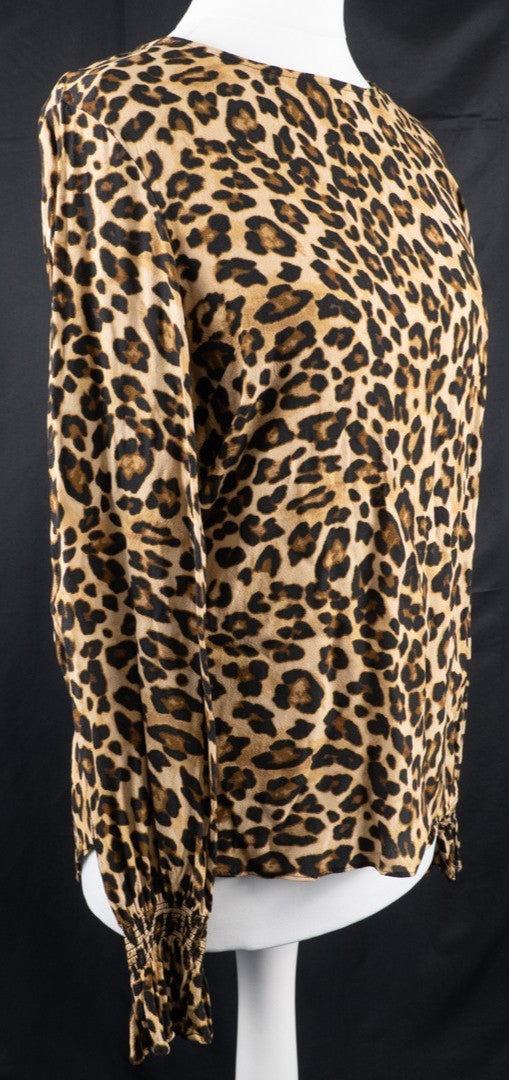 H&amp;M Leopard Print Long Sleeve Size 6 Top Pre-Owned