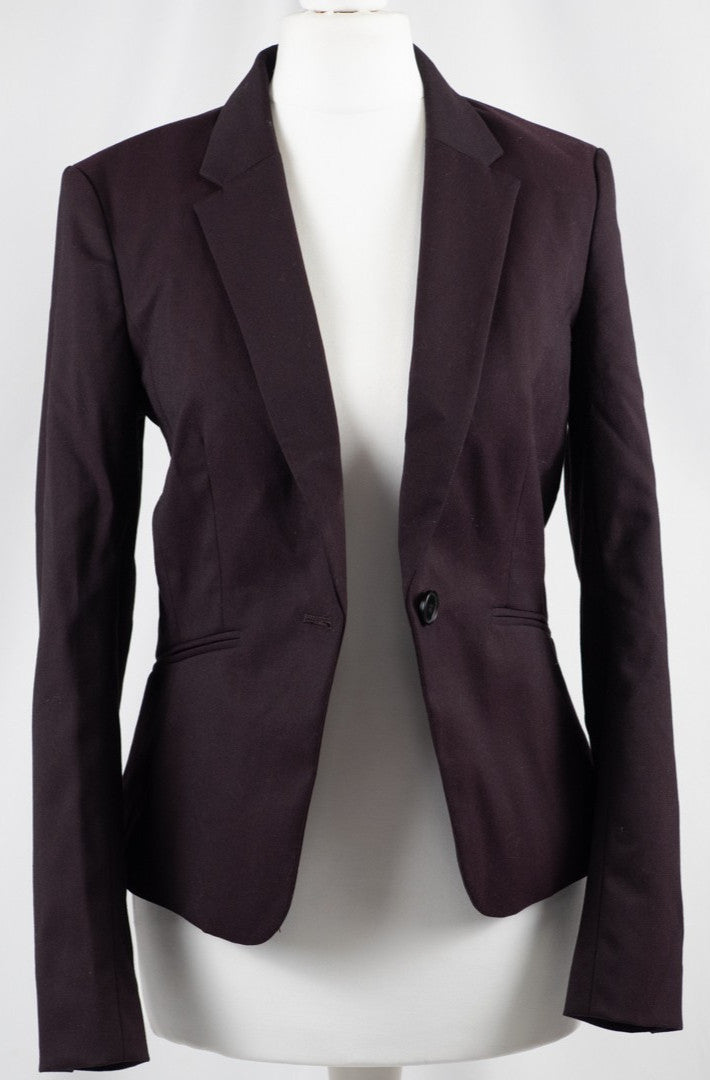 H&amp;M Dark Plum Long Sleeve Size 34 EUR Buttoned Jacket Pre-Owned