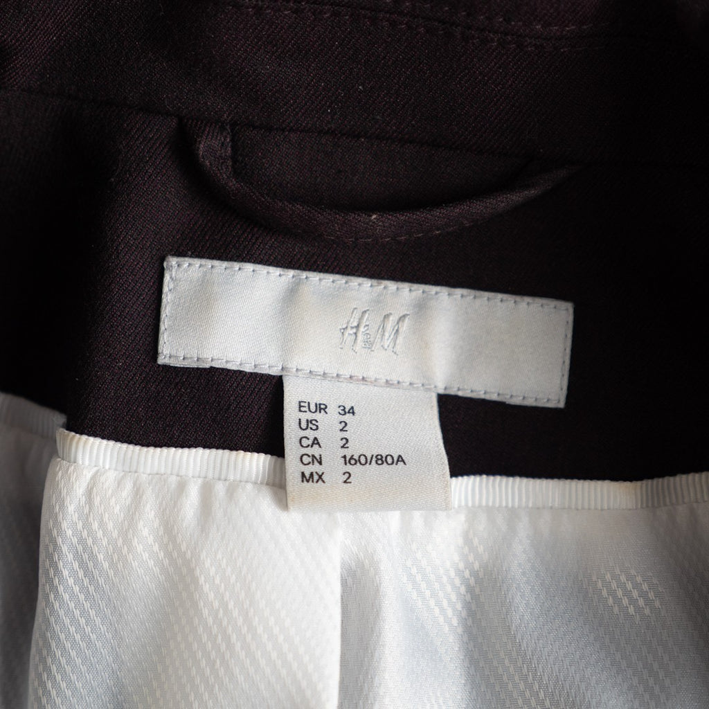 H&amp;M Dark Plum Long Sleeve Size 34 EUR Buttoned Jacket Pre-Owned