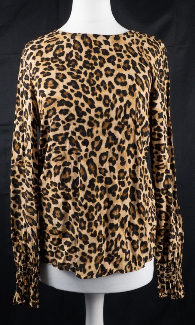 H&amp;M Leopard Print Long Sleeve Size 6 Top Pre-Owned