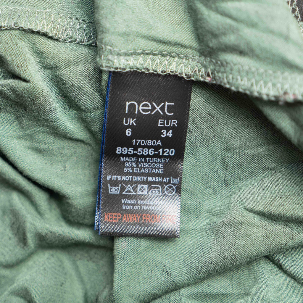 Next Green Leopard Print Long Sleeve 6 Top Pre-Owned