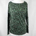 Next Green Leopard Print Long Sleeve 6 Top Pre-Owned