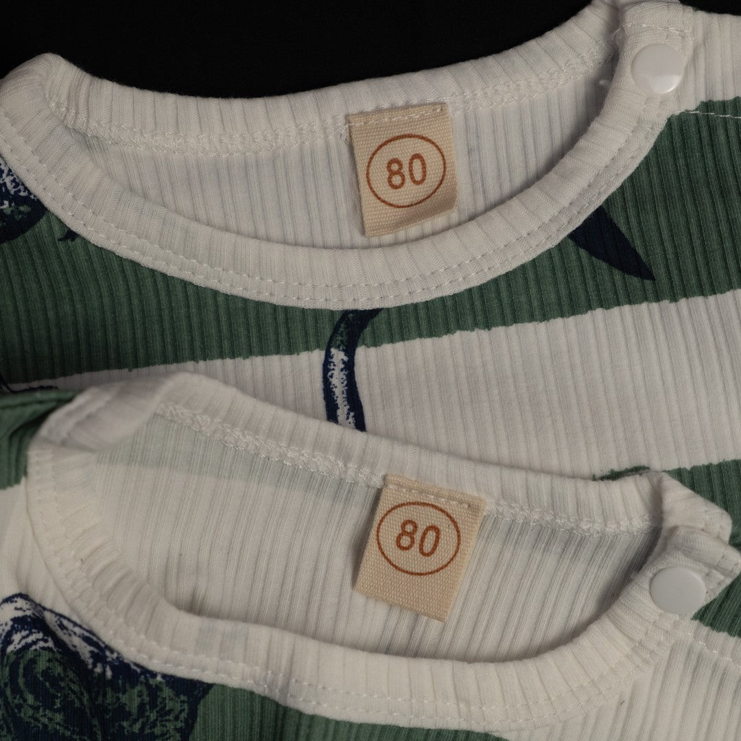 Green and White Dinosaur Print 80cm Baby Grow x2 New In Packaging