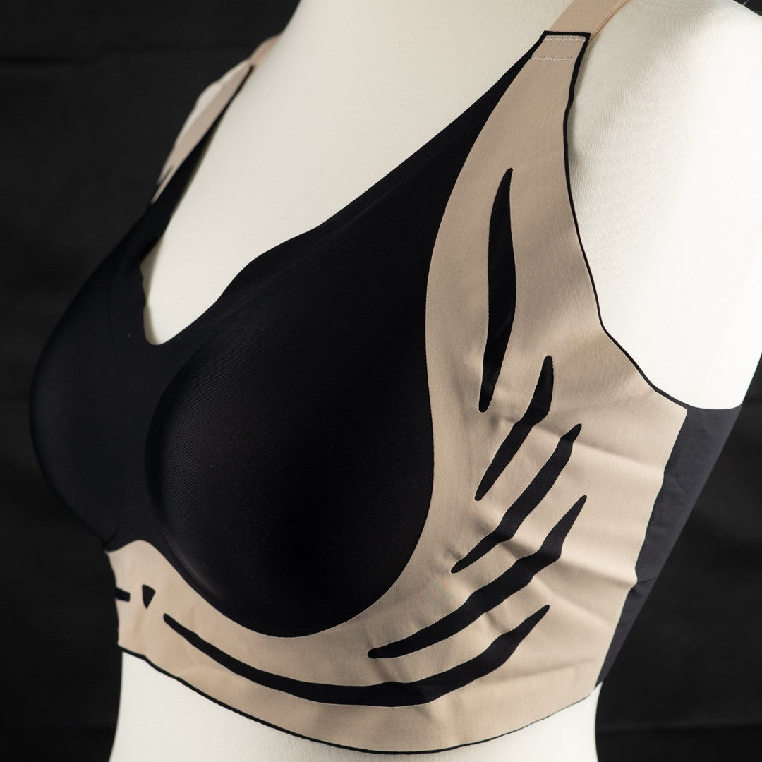 Black &amp; Beige Padded Non Wired Size 5XL Prosthetic Bra New In Packaging
