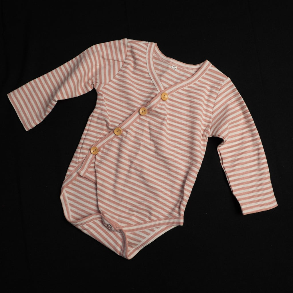 Pink White and Brown Buttoned Baby Grow Set x3 New In Packaging