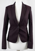 H&amp;M Dark Plum Long Sleeve Size 34 EUR Buttoned Jacket Pre-Owned