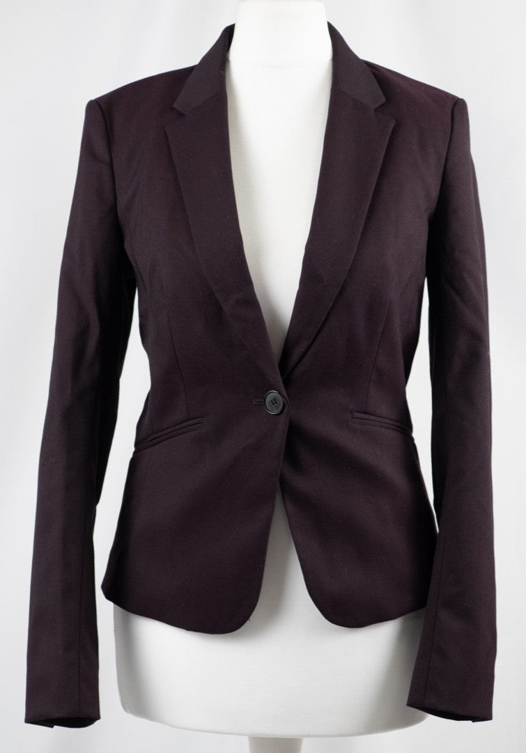 H&amp;M Dark Plum Long Sleeve Size 34 EUR Buttoned Jacket Pre-Owned