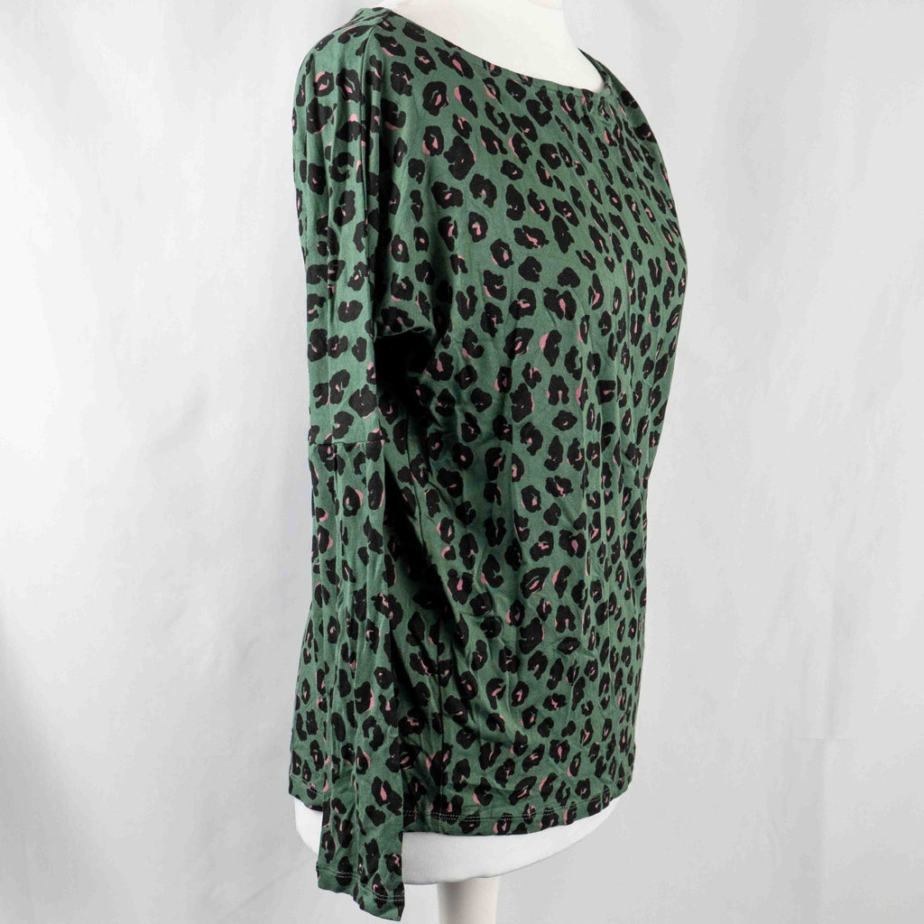 Next Green Leopard Print Long Sleeve 6 Top Pre-Owned