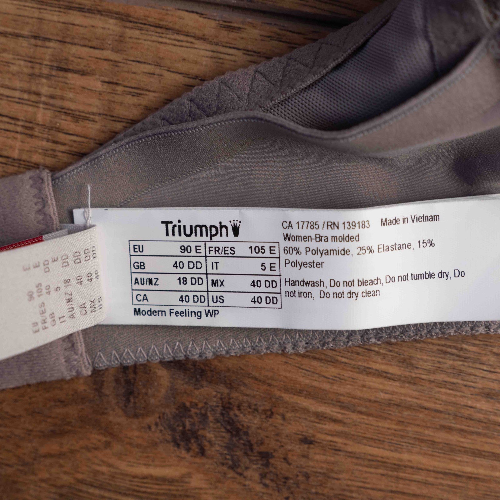 Triumph Brown Wired Padded Floral Stripe 40DD Bra New With Tag
