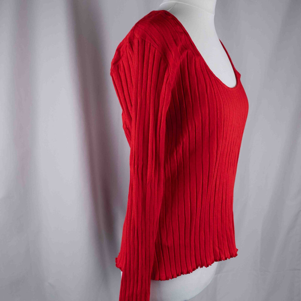 H&amp;M Red Ribbed Style Long Sleeve M Top New With Tag RRP £9.99