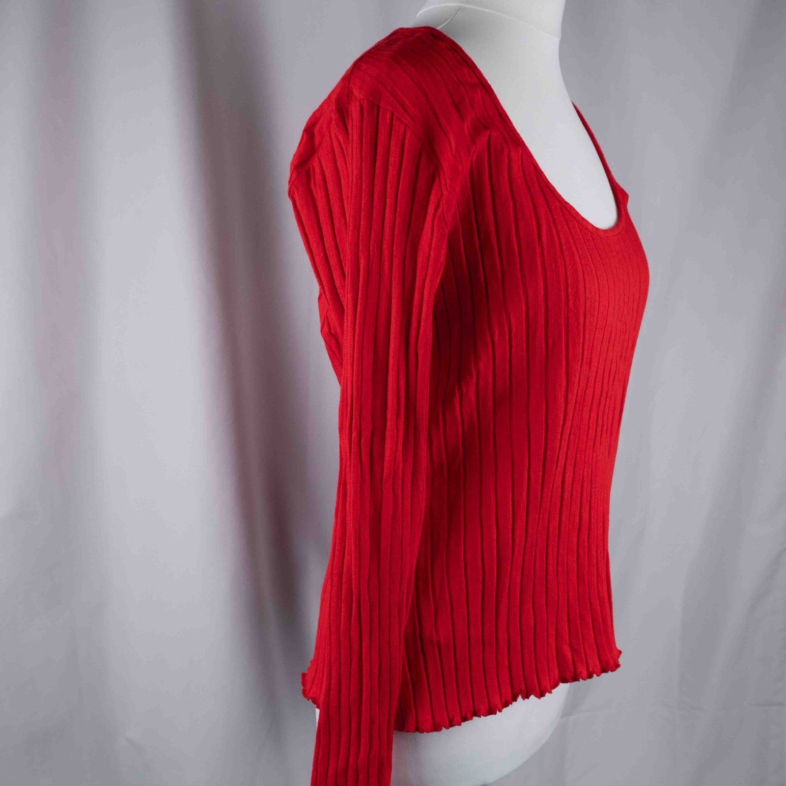 H&amp;M Red Ribbed Style Long Sleeve M Top New With Tag RRP £9.99