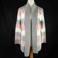 Pure &amp; Natural Cardigan Pink grey &amp; white stripe Size S/M NWT