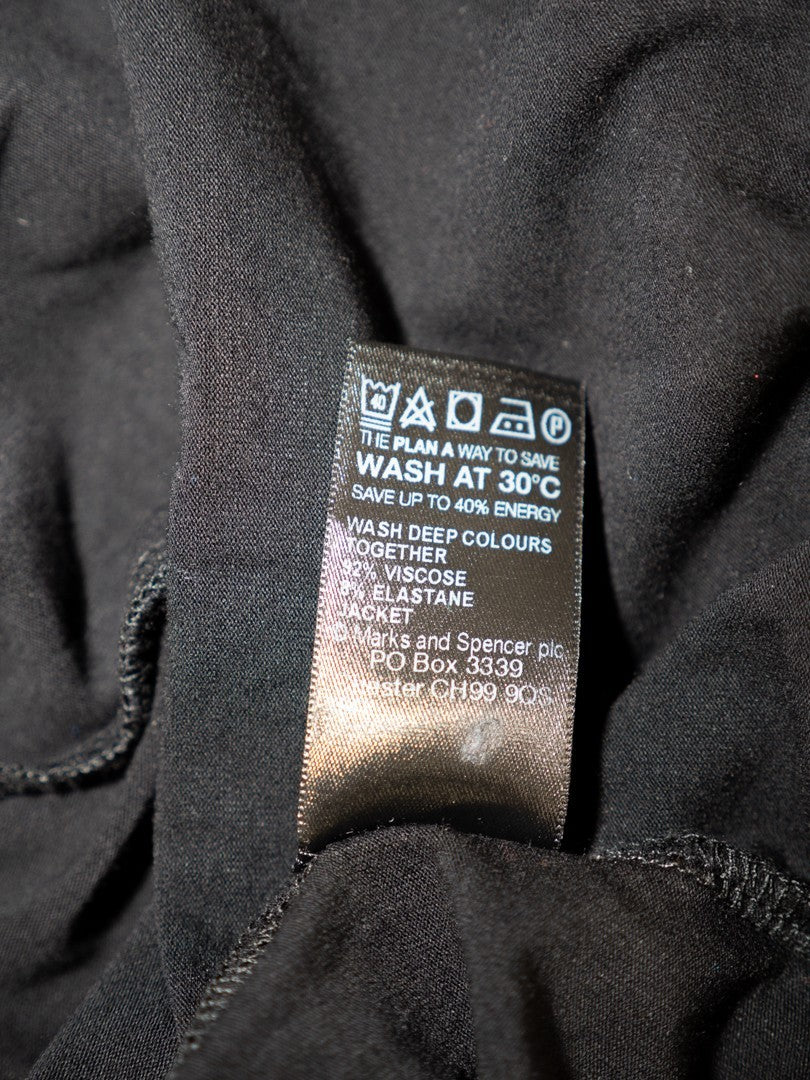 M&amp;S Black Non Patterned Non Buttoned Size 12 Top Pre-Owned