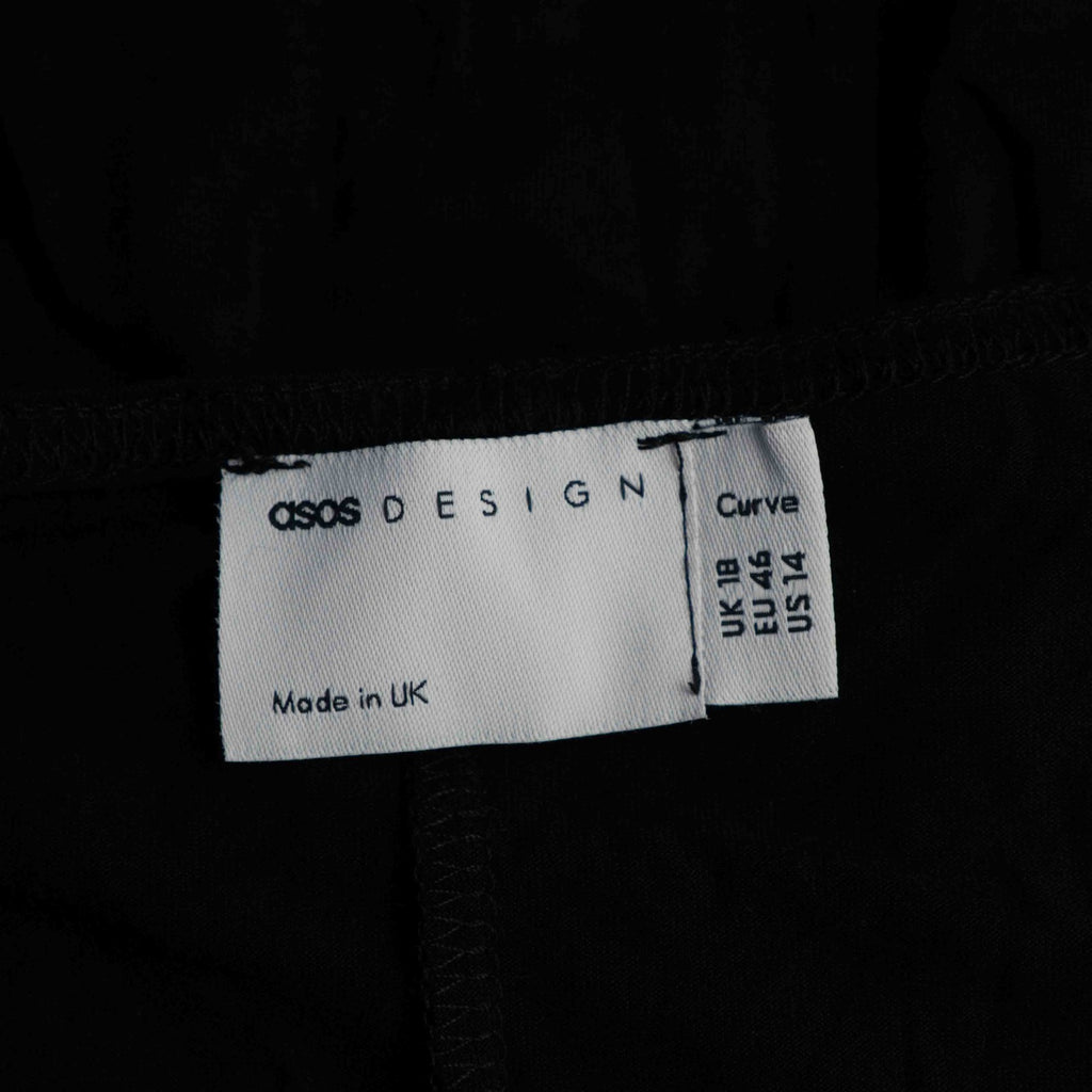 Asos Design Curve Black Long Sleeve Size 18 Dress Pre-Owned