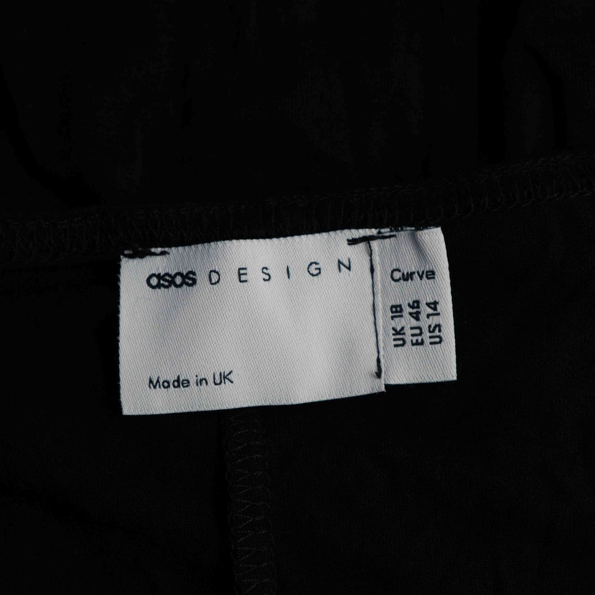 Asos Design Curve Black Long Sleeve Size 18 Dress Pre-Owned